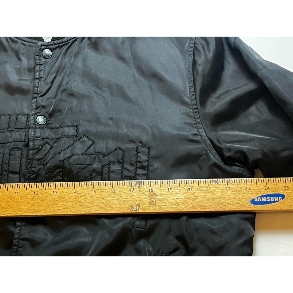 Stussy Varsity Black Satin Bomber Jacket- XL Embroidered- Snaps VTG- Y2K- 1990s - Picture 7 of 13